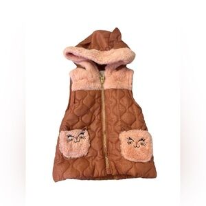 EUC Little Lass Kitty Cat Glitter Pink Vest Size 6/9 Months